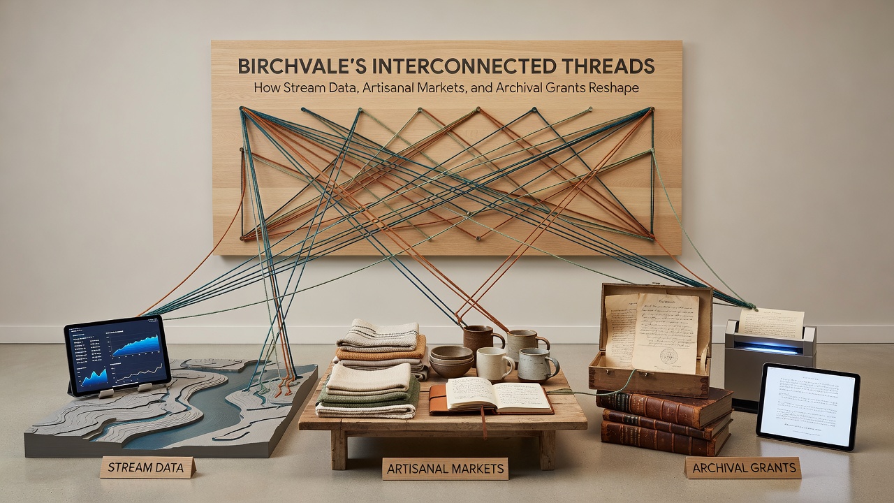 Students reviewing digitized archival documents related to Birchvale stream conditions and traditional crafts